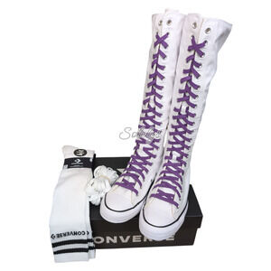 Converse CTAS XXHI Mens 8 Womens 10 White Purple Knee High Sneaker Boot NEW